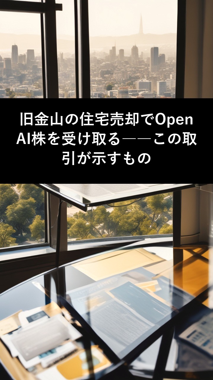 旧金山の住宅売却でOpenAI株を受け取る――この取引が示すもの