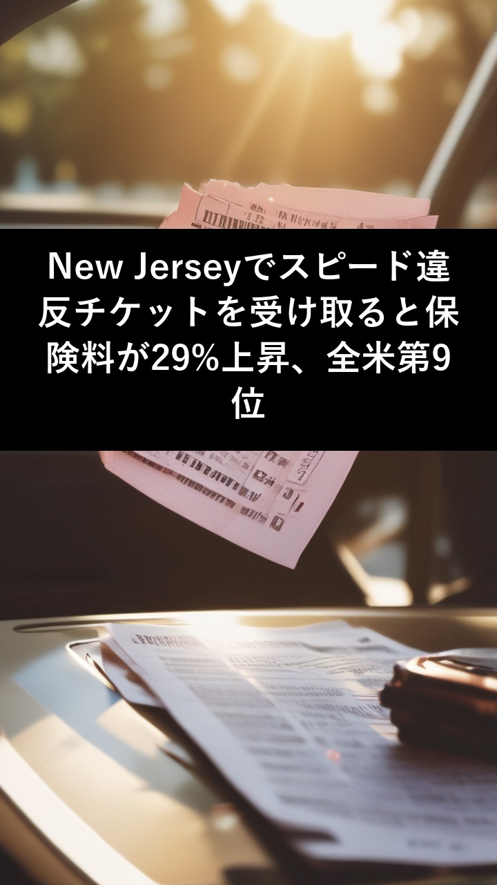 New Jerseyでスピード違反チケットを受け取ると保険料が29%上昇、全米第9位