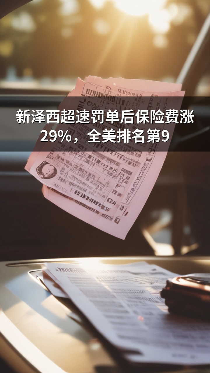 新泽西超速罚单后保险费涨29%，全美排名第9