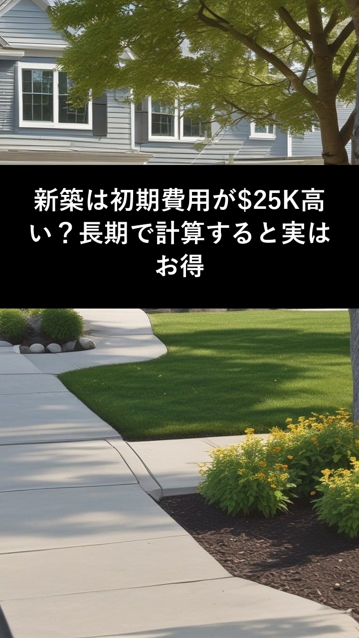 新築は初期費用が$25K高い？長期で計算すると実はお得